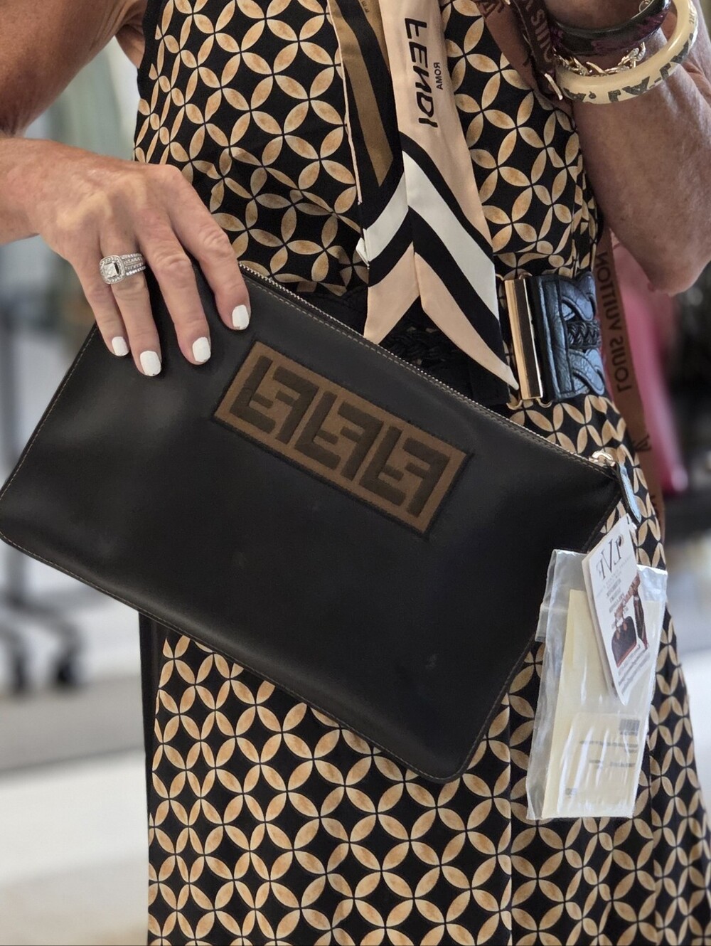 Fendi Like New With Original Cars/Tags Calfskin Leather Clutch/Pouch